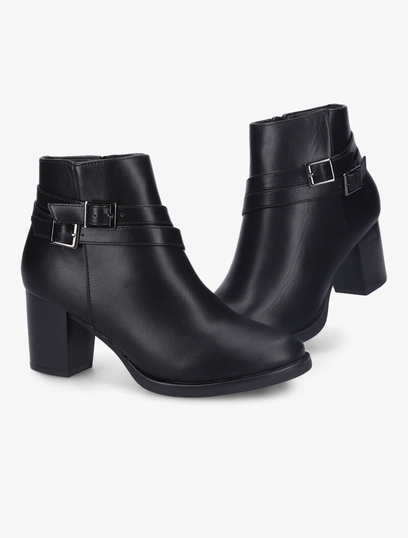 Bottines classiques à brides à boucle décorative - Noir - 5