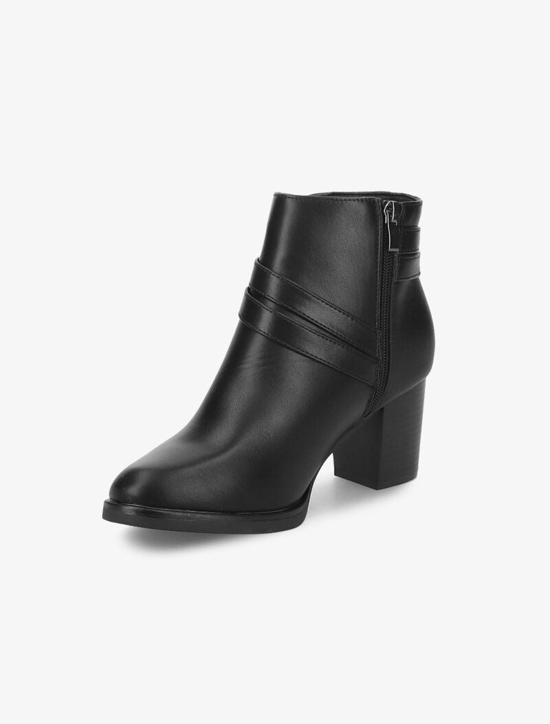 Bottines classiques à brides à boucle décorative - Noir - 4