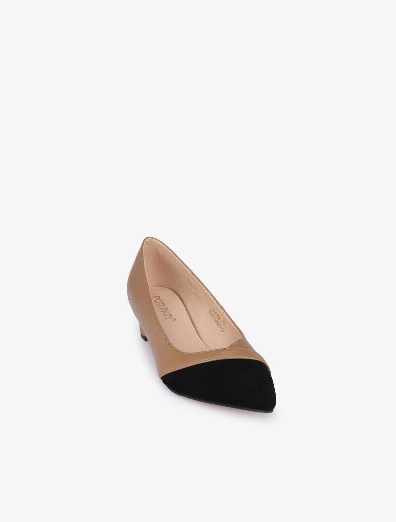 Escarpins color block à petits talons - Taupe - 3
