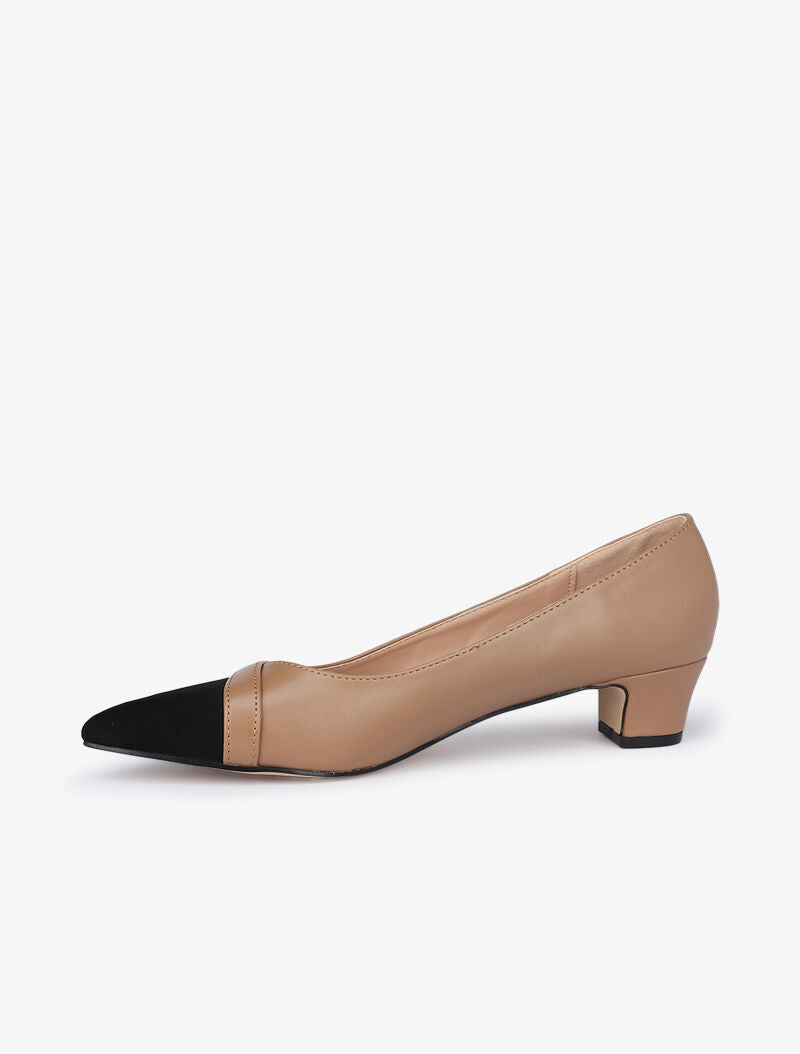 Escarpins color block à petits talons - Taupe - 4