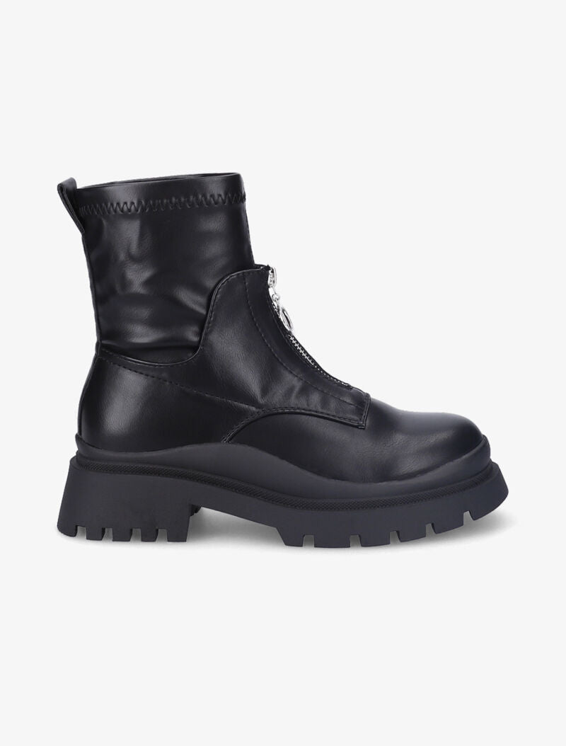 Bottines en simili à zip - Noir - 2