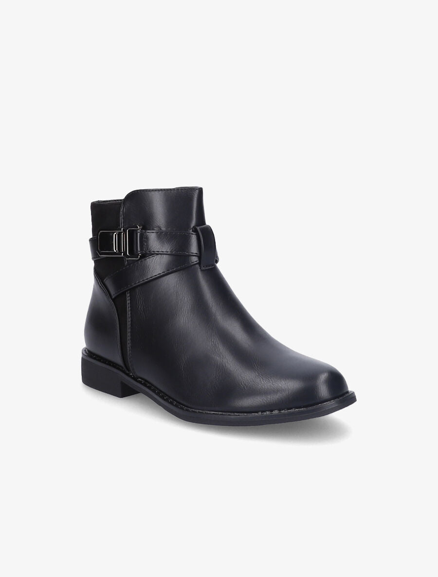 Bottines bimatière à détail suédé - Noir - 3