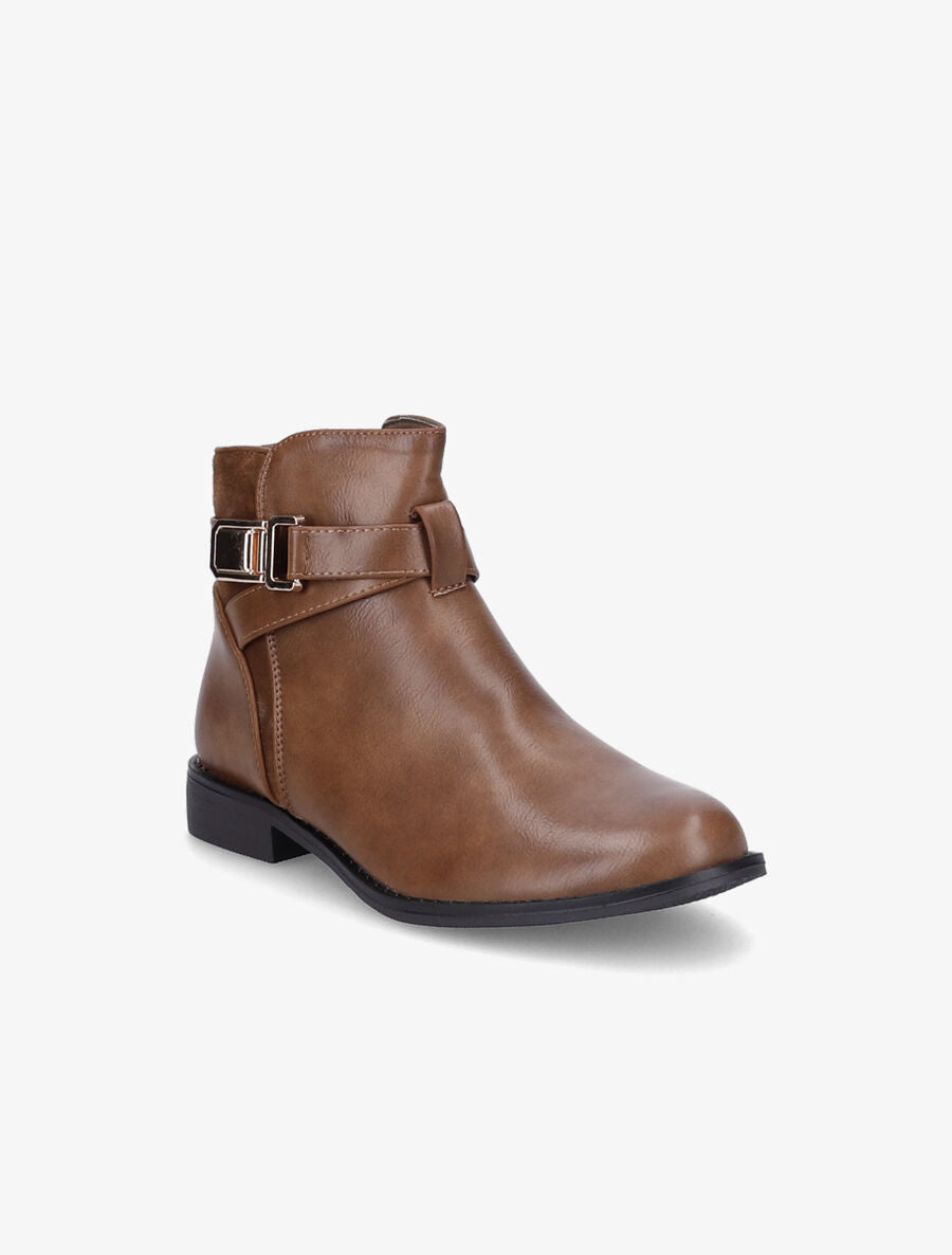 Bottines bimatière à détail suédé - Taupe - 3