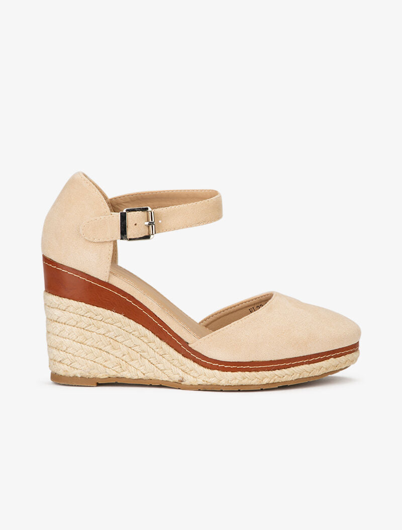 Compensées en suédine à semelle raphia - Beige - 2