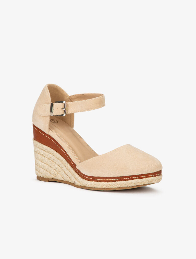 Compensées en suédine à semelle raphia - Beige - 3