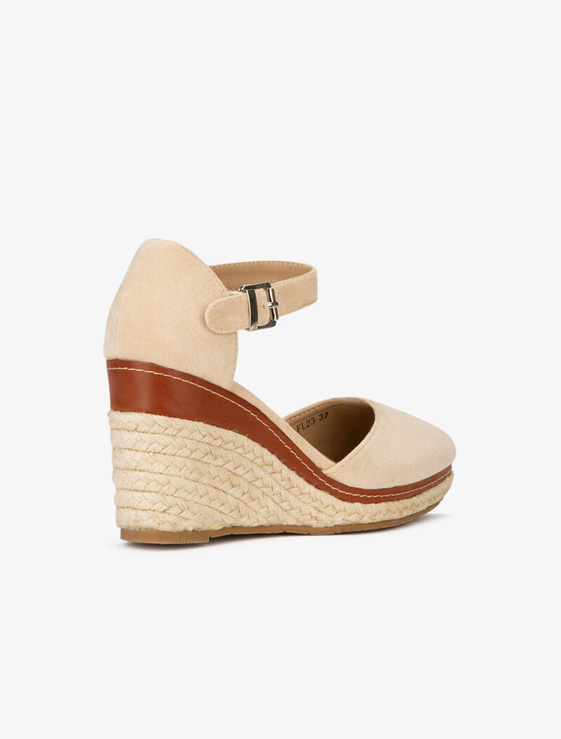 Compensées en suédine à semelle raphia - Beige - 5