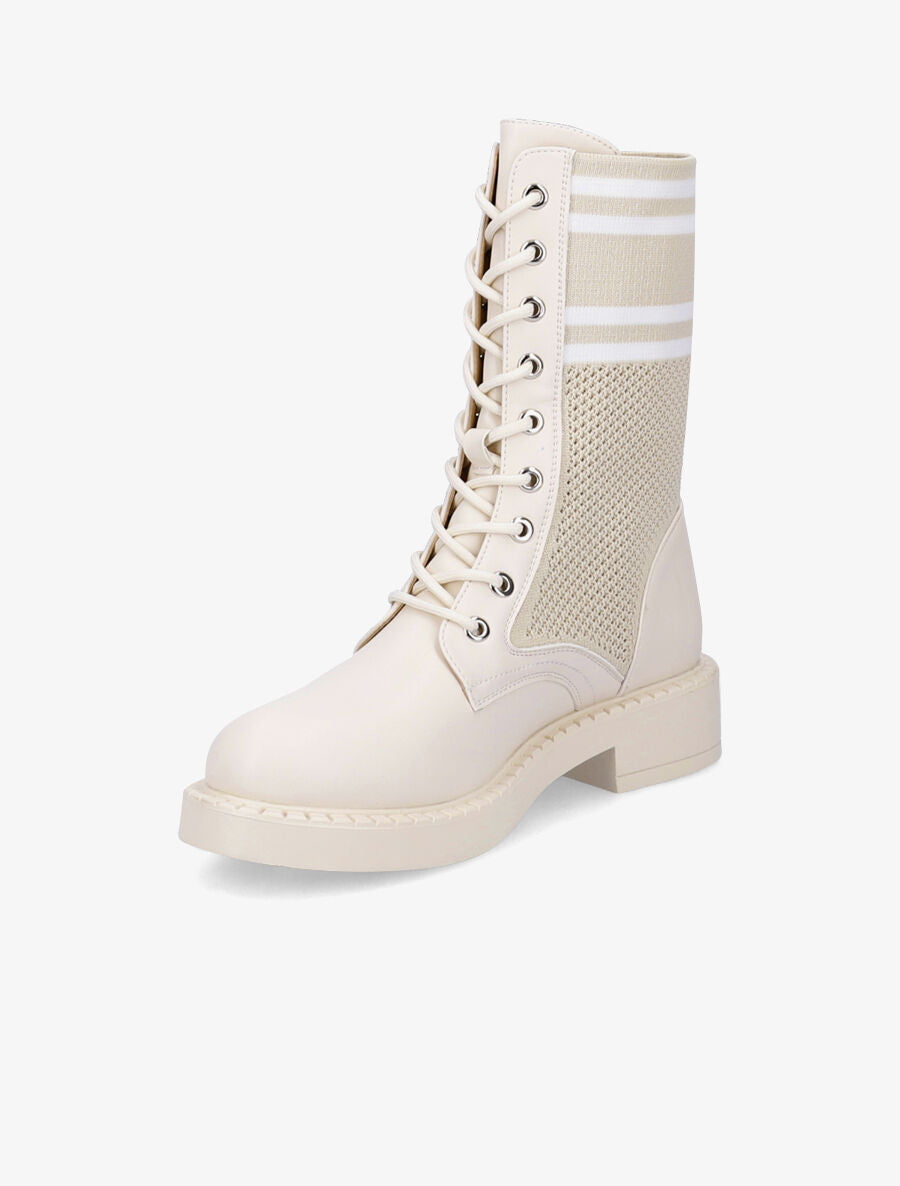 Rangers en toile et simili style chaussette - Beige - 3