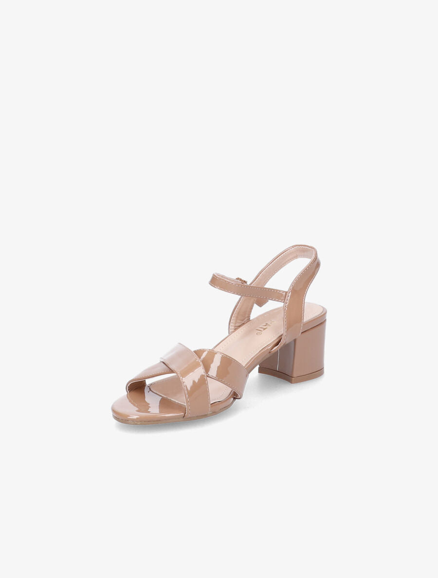 Sandales vernies à ganses croisées - Beige - 3