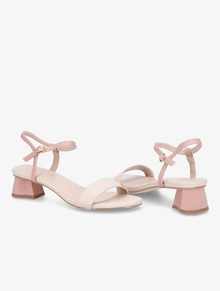 Sandales à bride et talons stylisés - Beige/rose - 4