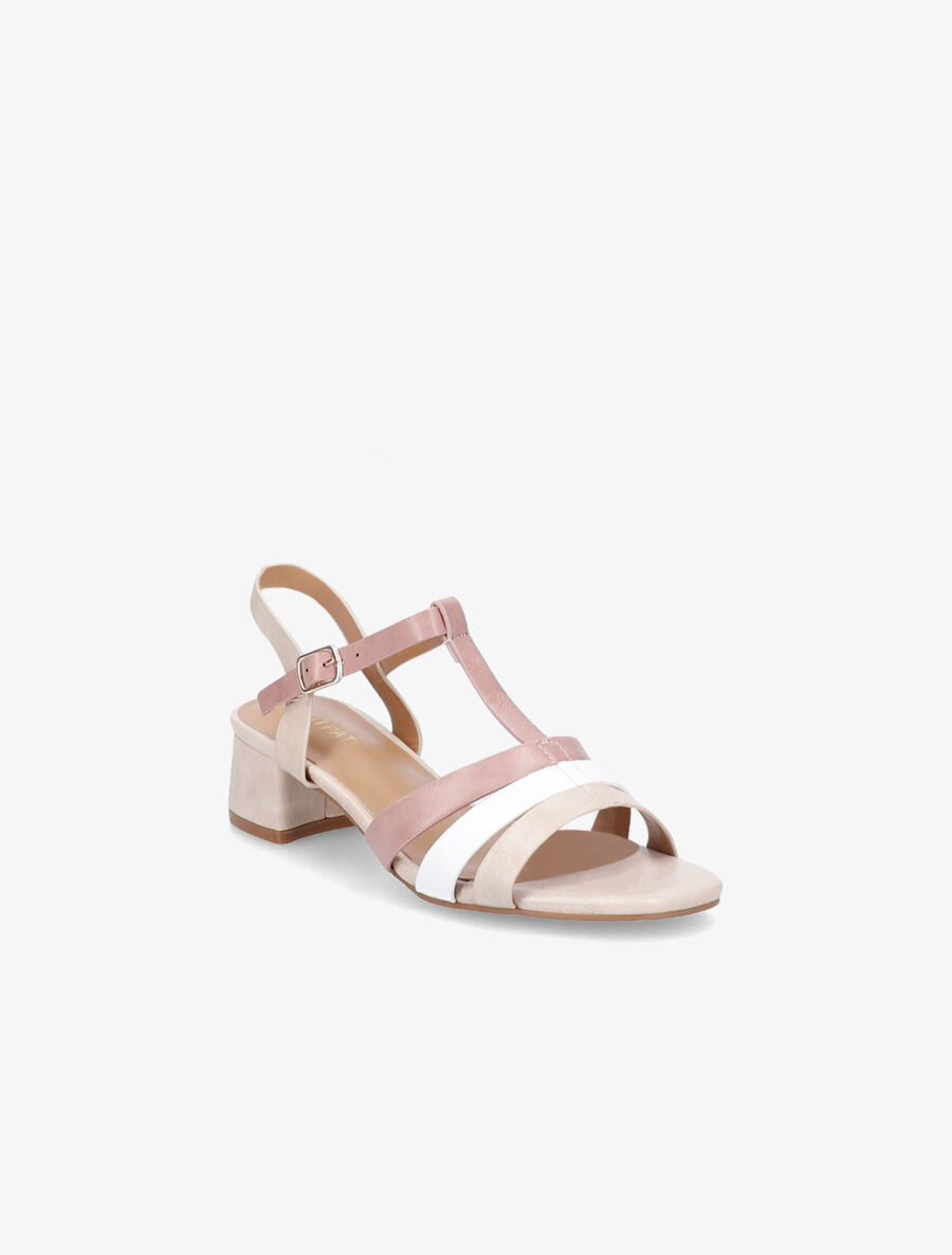 Sandales à brides salomé et triple ganses - Beige - 2