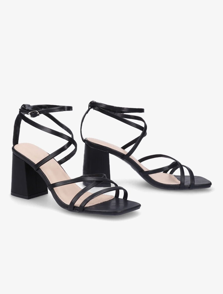 Sandales à brides et ganses fines - Noir - 4