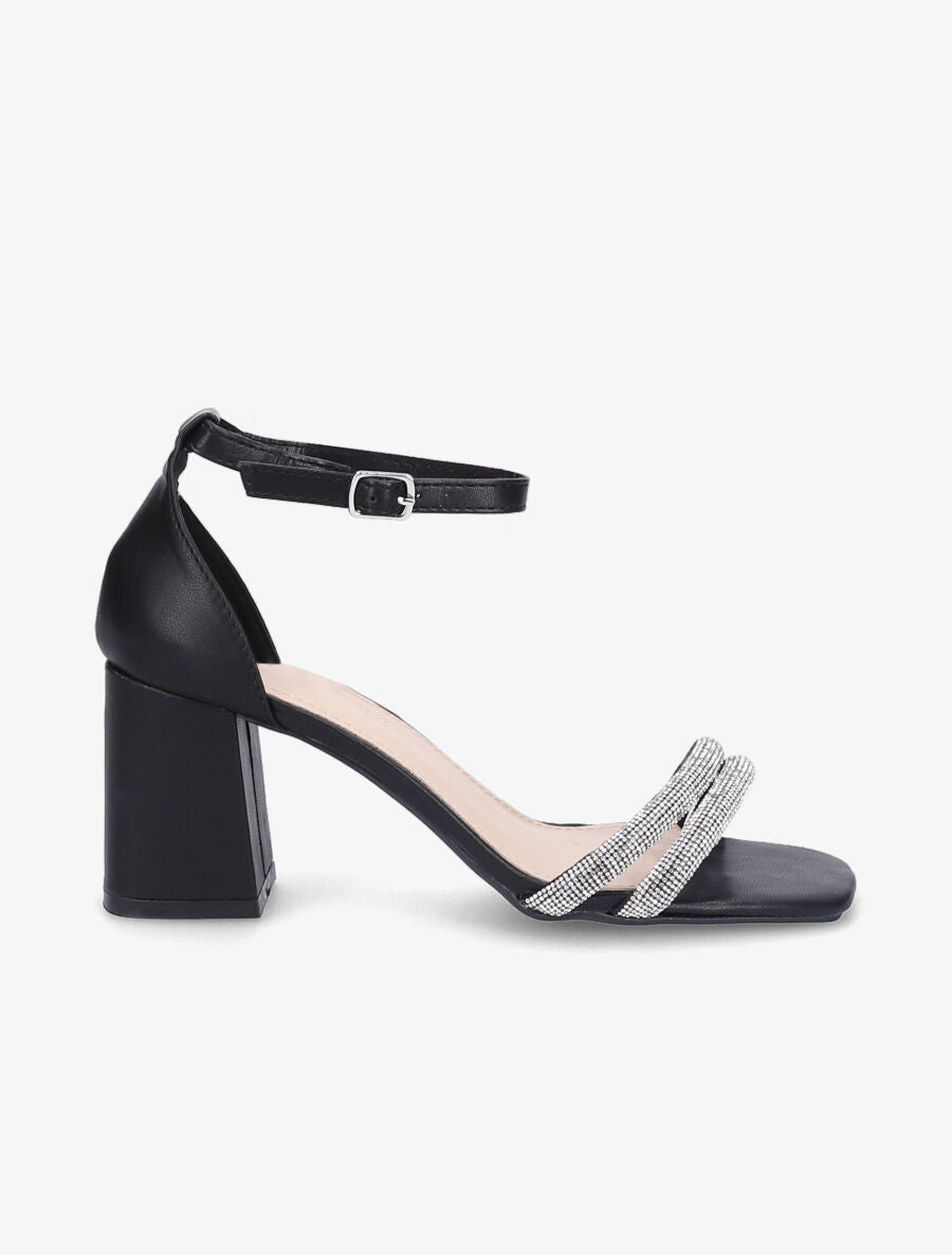 Sandales à ganses à strass - Noir - 2