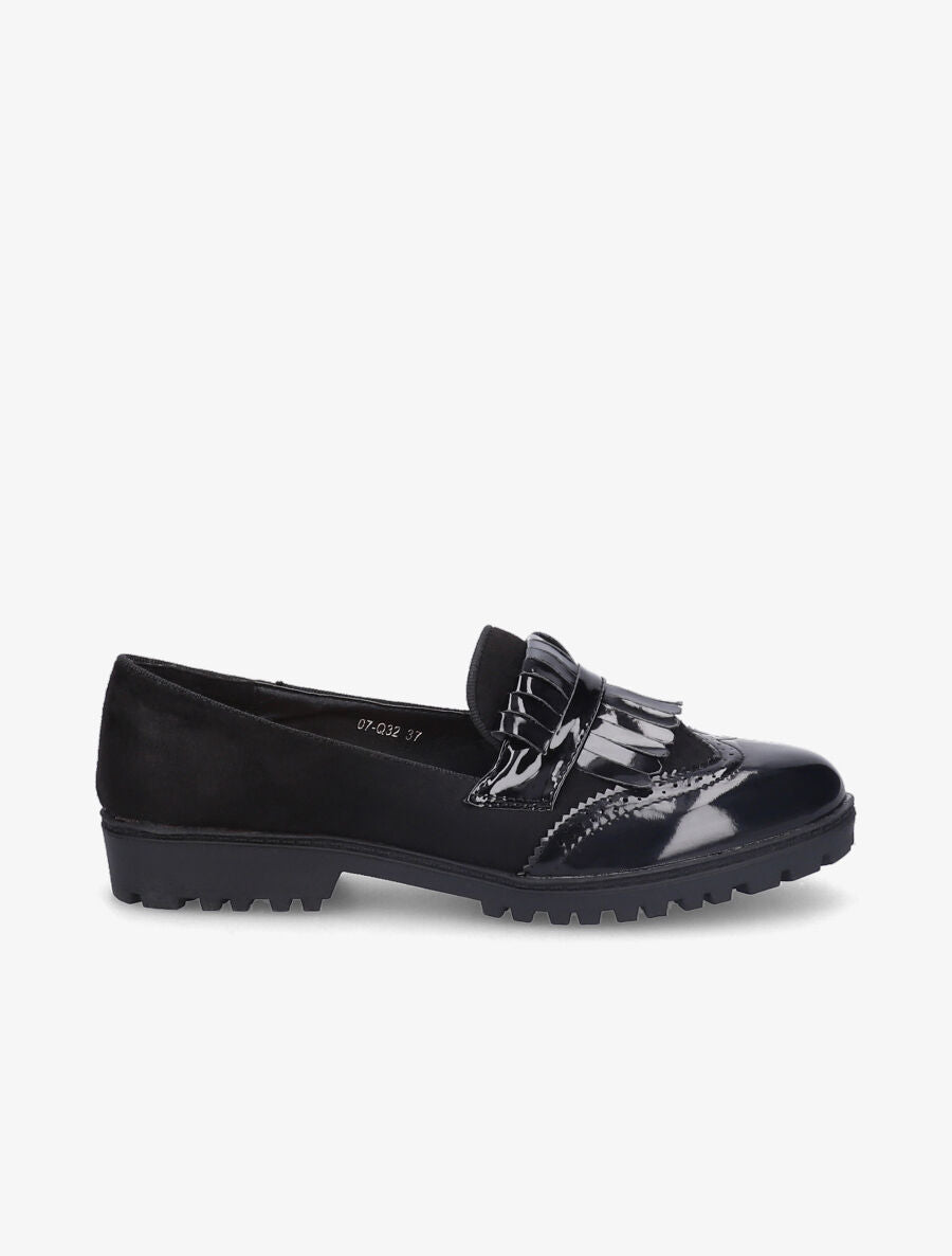 Mocassins bi-matière à franges - Noir - 5