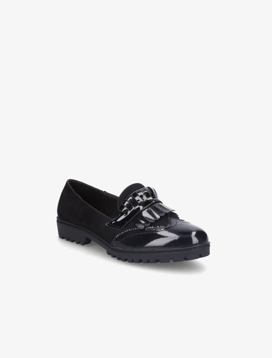 Mocassins bi-matière à franges - Noir - 2