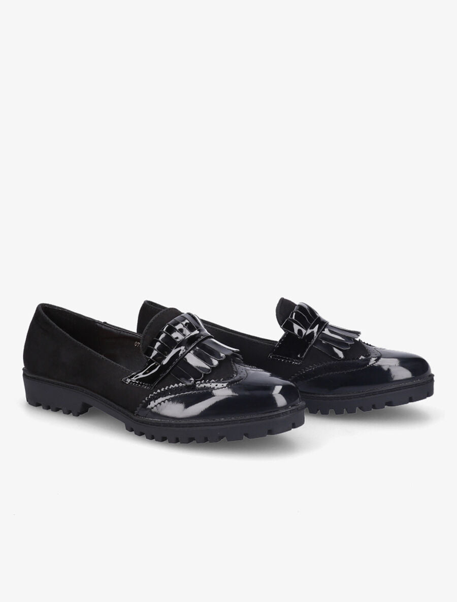 Mocassins bi-matière à franges - Noir - 4