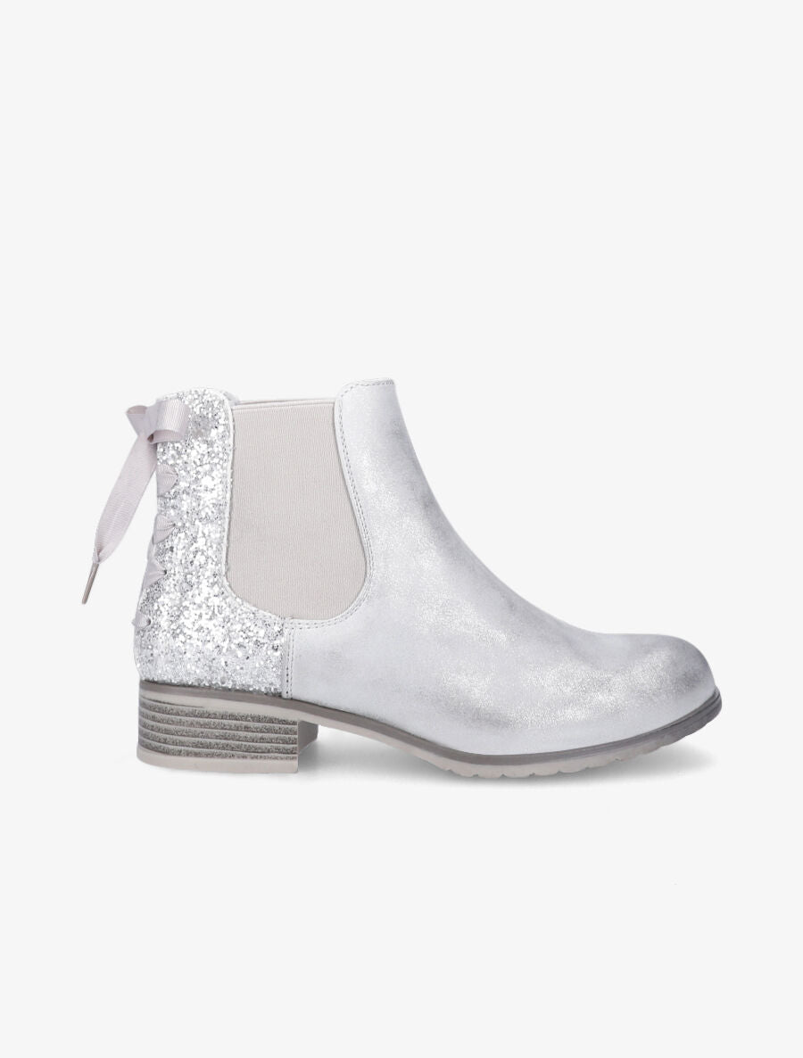 Chelsea boots à contrefort pailleté et lacets - Gris clair - 5