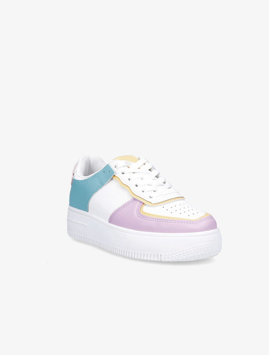 Sneakers à empiècements contrastants - Lilas/vert d&