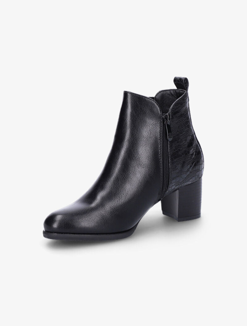 Bottines à contrefort croco et à bouts pointus - Noir - 4