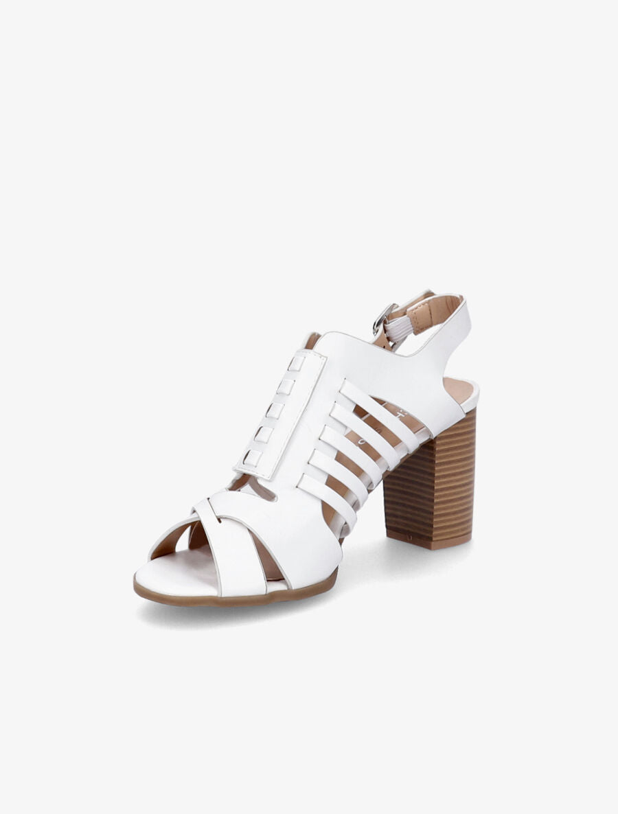 Sandales à talons en simili à ganses croisées et entrelacées - Blanc - 3