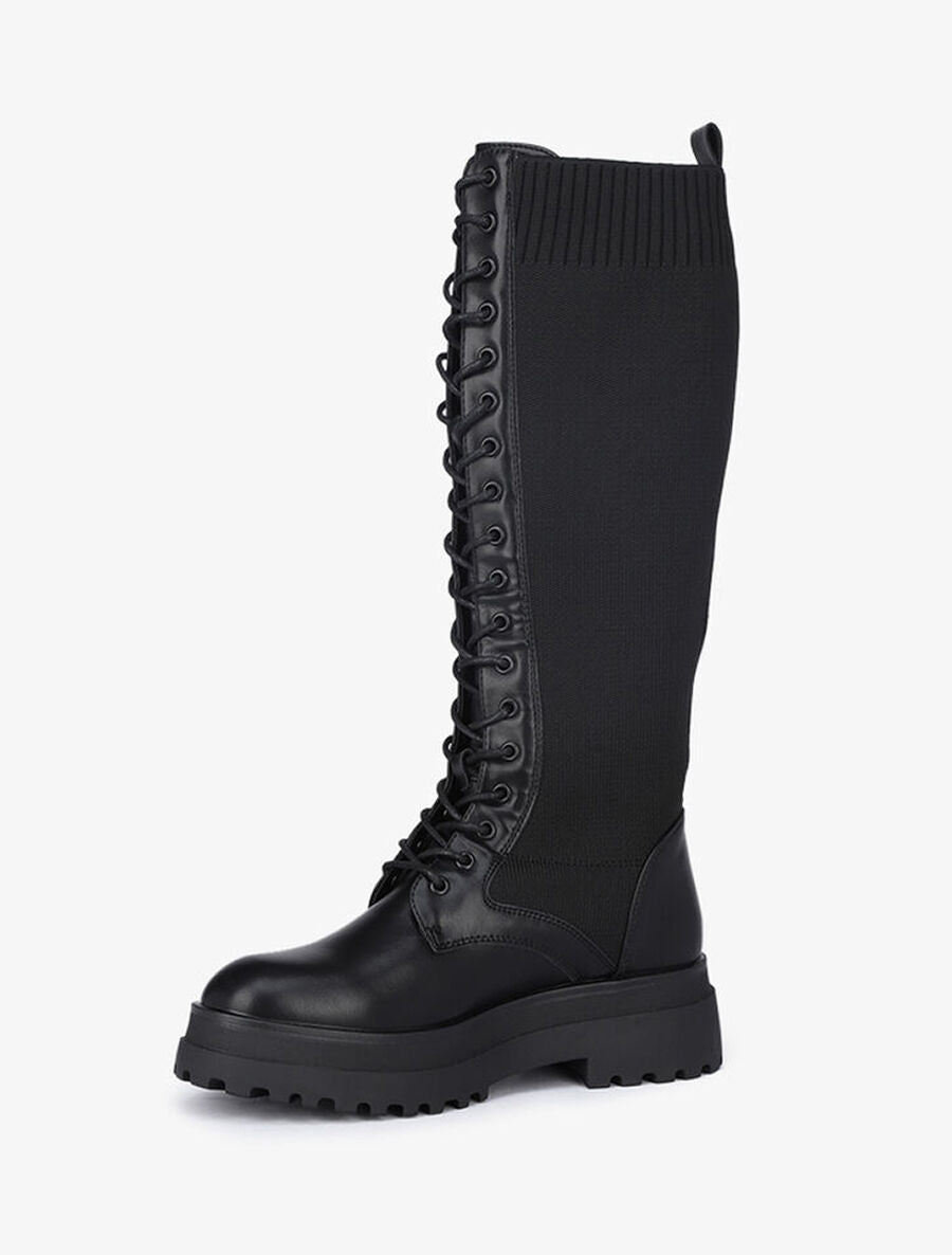 Bottes à lacets bimatière - Noir - 3