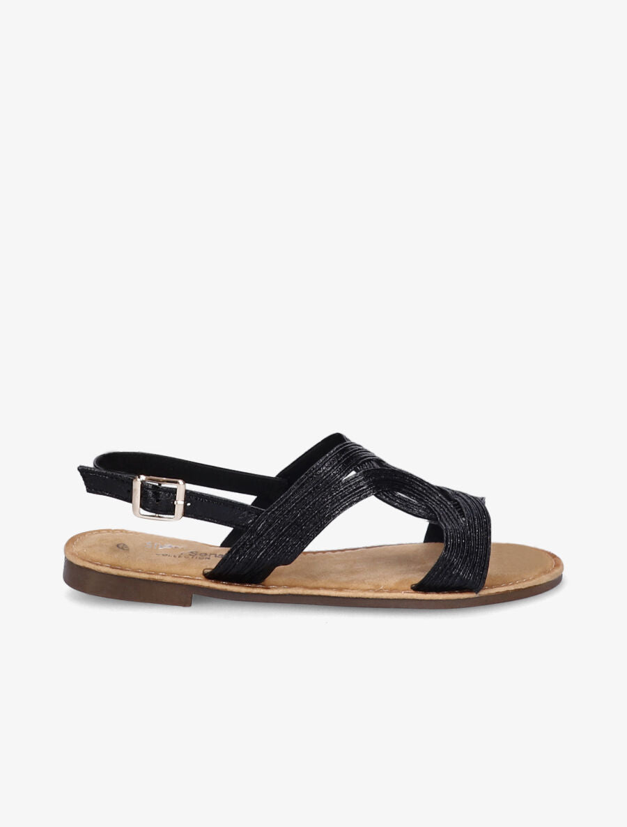 Nu-pieds à ganses entrelacées - Noir - 2