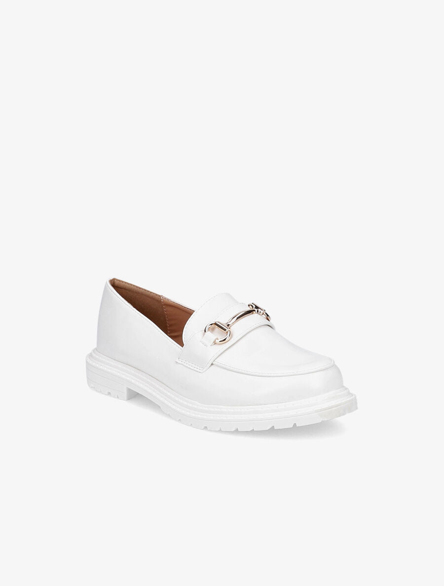 Mocassins à boucle dorée et semelles crantées - Blanc - 2
