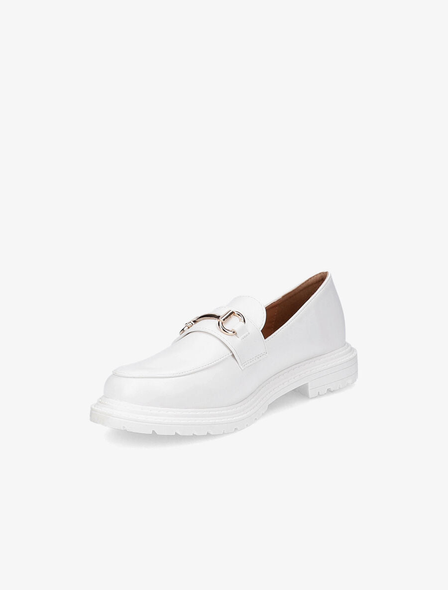 Mocassins à boucle dorée et semelles crantées - Blanc - 3