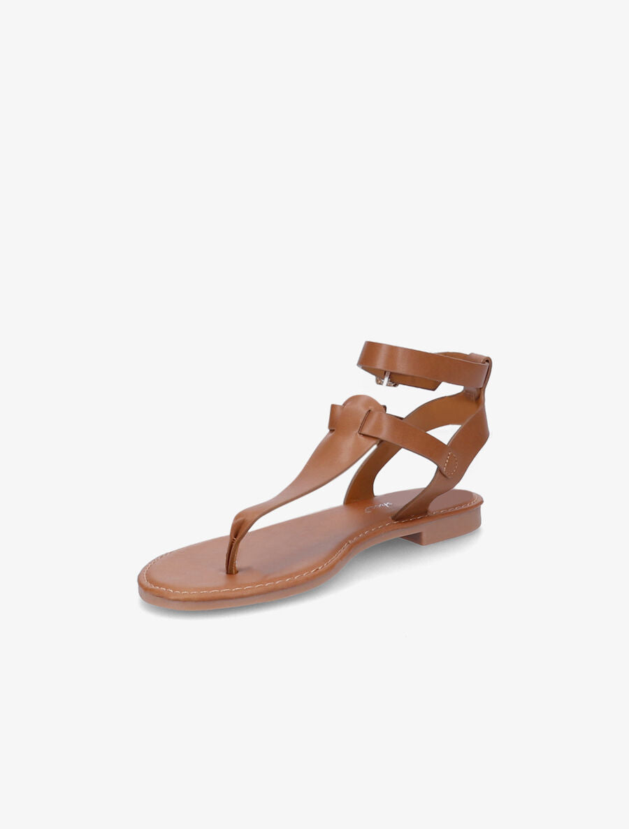 Nu-pieds en simili à double brides - Camel - 3