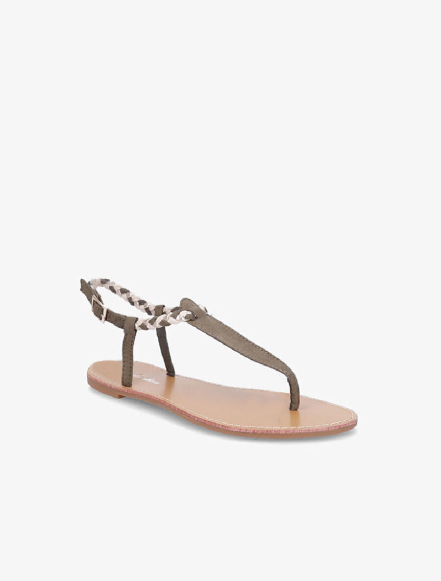 Nu-pieds en simili à bride tressée irisée - Kaki - 2