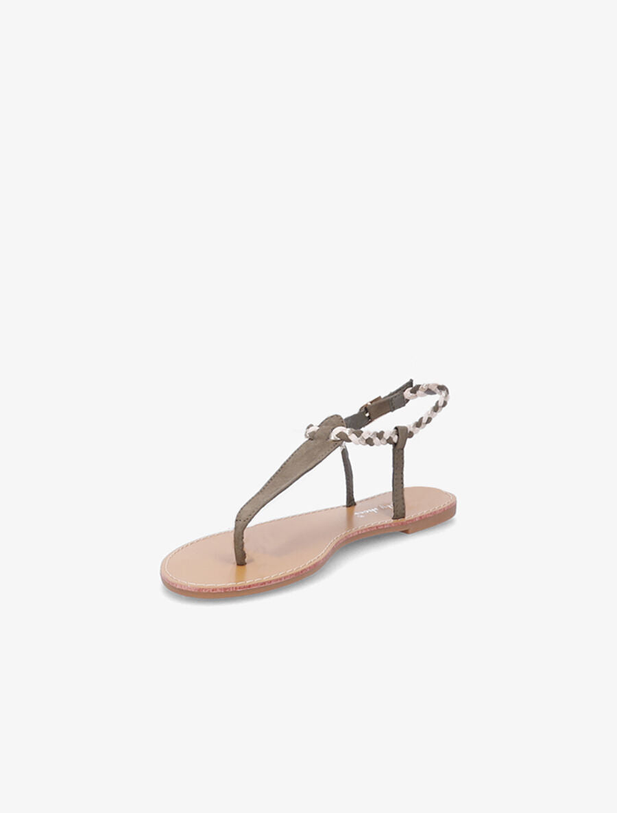 Nu-pieds en simili à bride tressée irisée - Kaki - 4