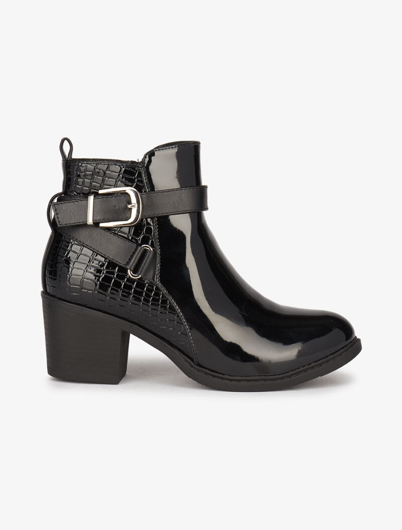 Bottines bi-matière à sangles - Noir - 2