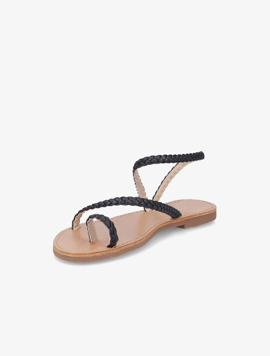 Nu-pieds en simili tressé - Noir - 4