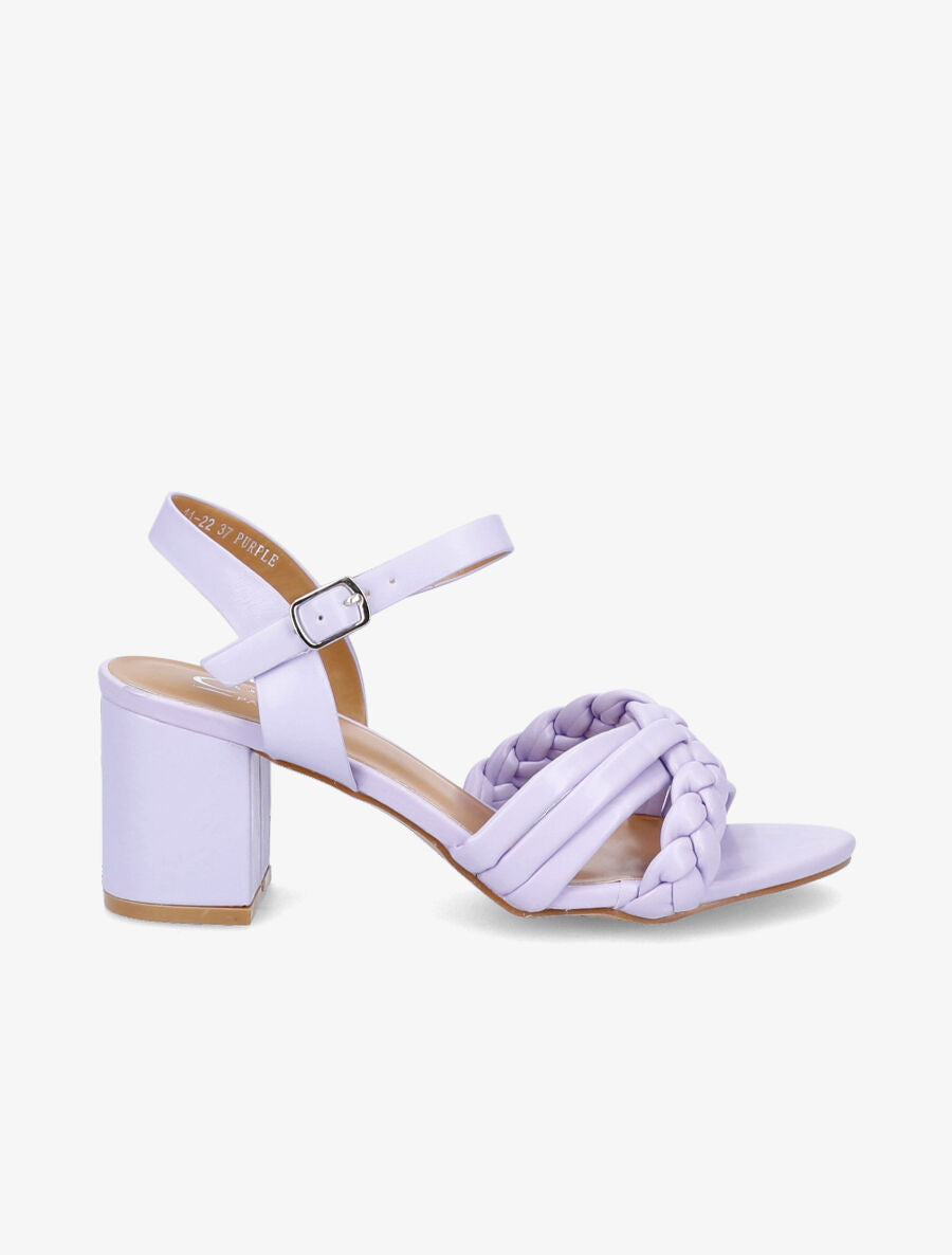 Sandales à talons et brides tressées - Lilas - 5