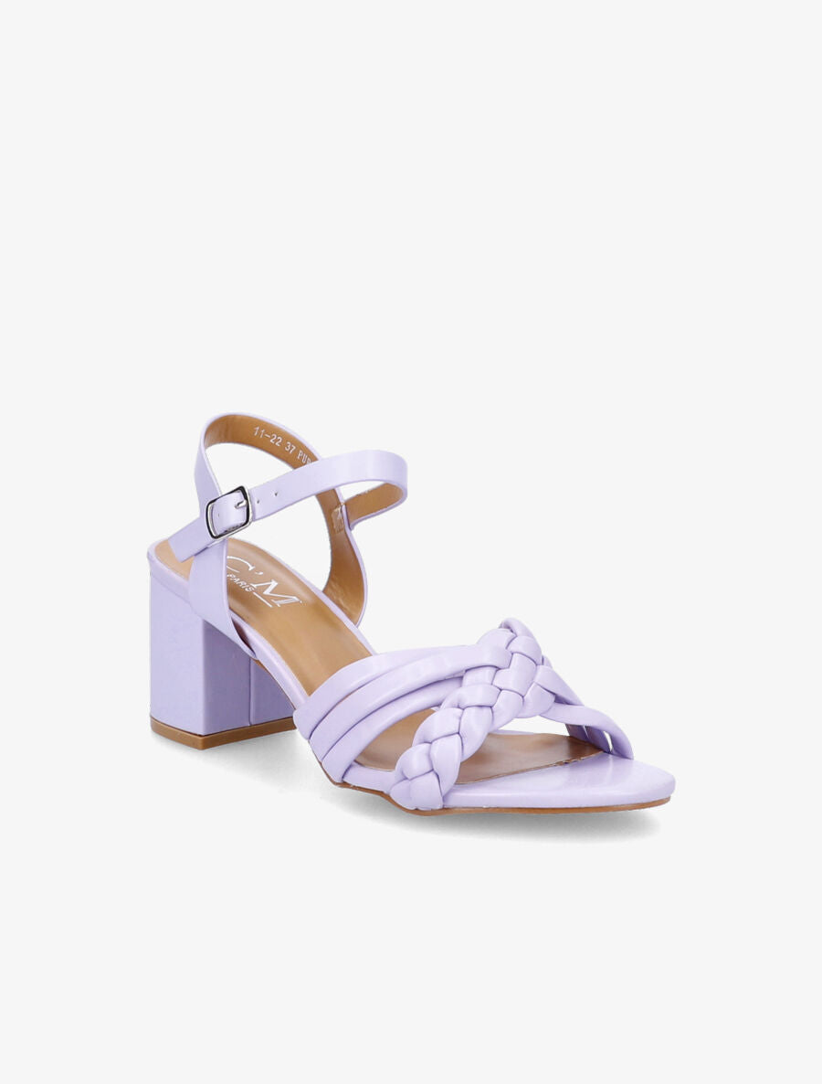 Sandales à talons et brides tressées - Lilas - 2