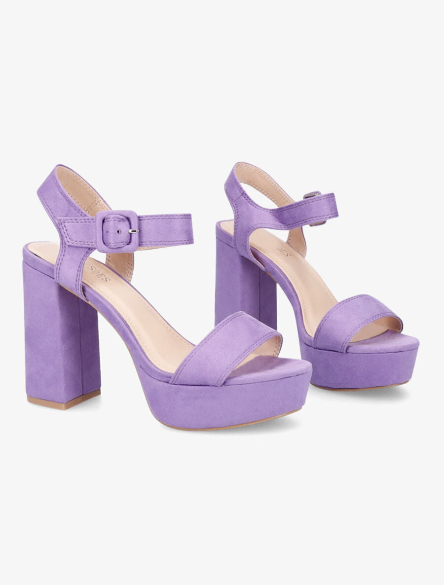 Sandales à plateforme et ganses simples - Lilas - 4