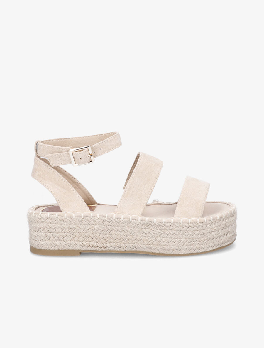 Nu-pieds en suédine à double ganses - Beige - 1