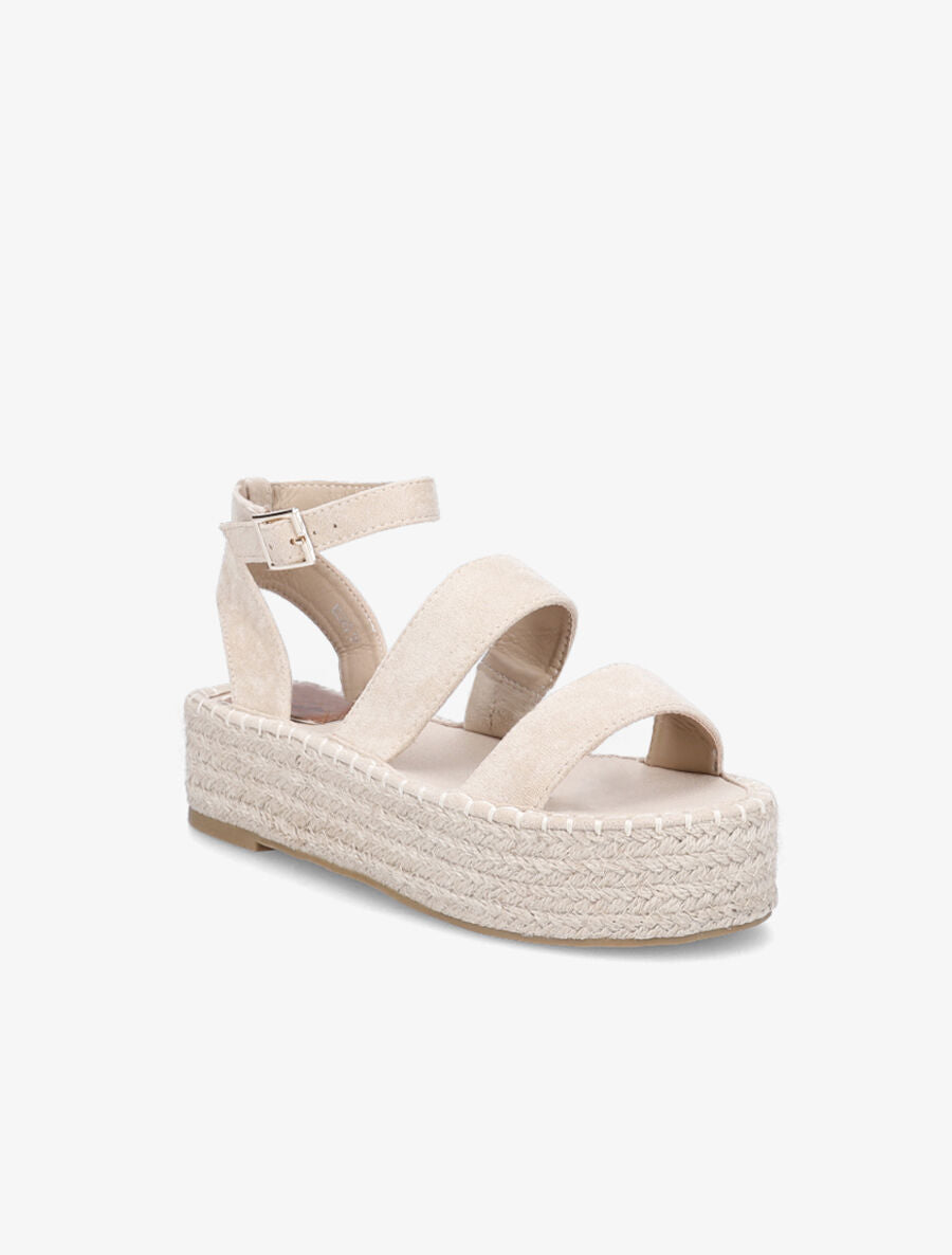 Nu-pieds en suédine à double ganses - Beige - 2