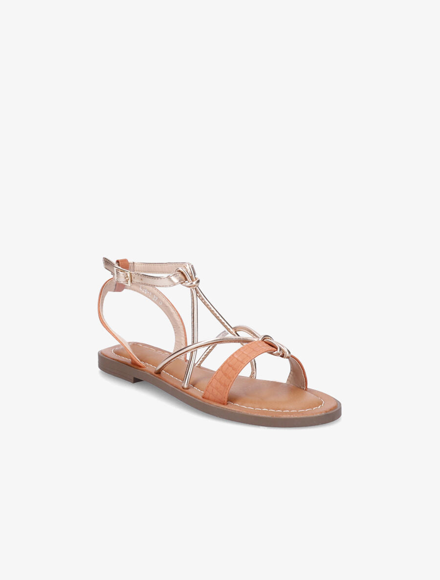 Nu-pieds à ganses stylisées - Terre de sienne - 2