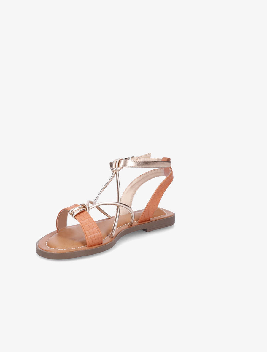 Nu-pieds à ganses stylisées - Terre de sienne - 3