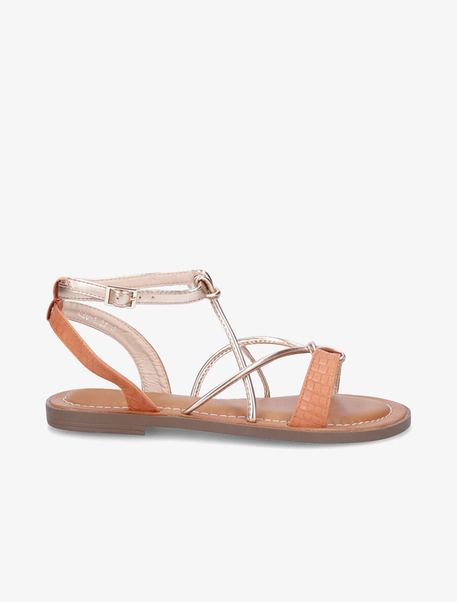 Nu-pieds à ganses stylisées - Terre de sienne - 4