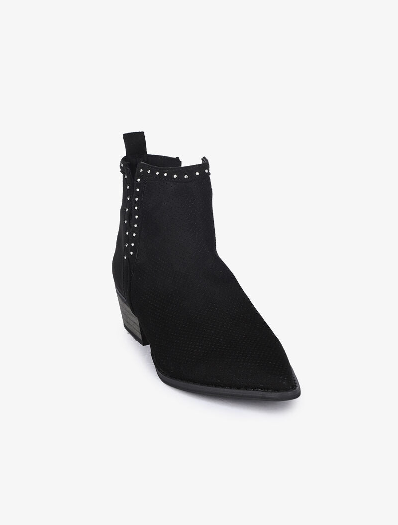 Bottines plates fendues à détail clouté - Noir - 3
