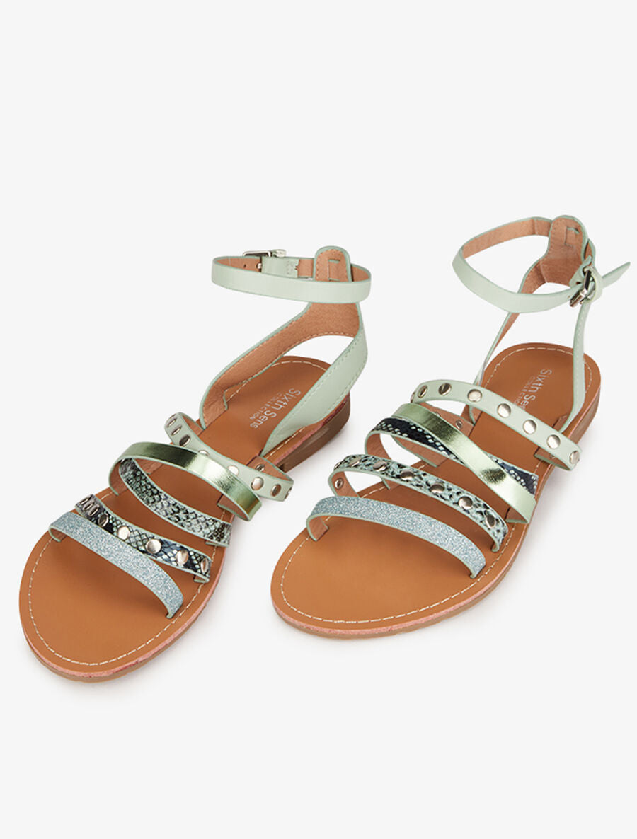 Nu-pieds multi brides stylisées - Vert - 4