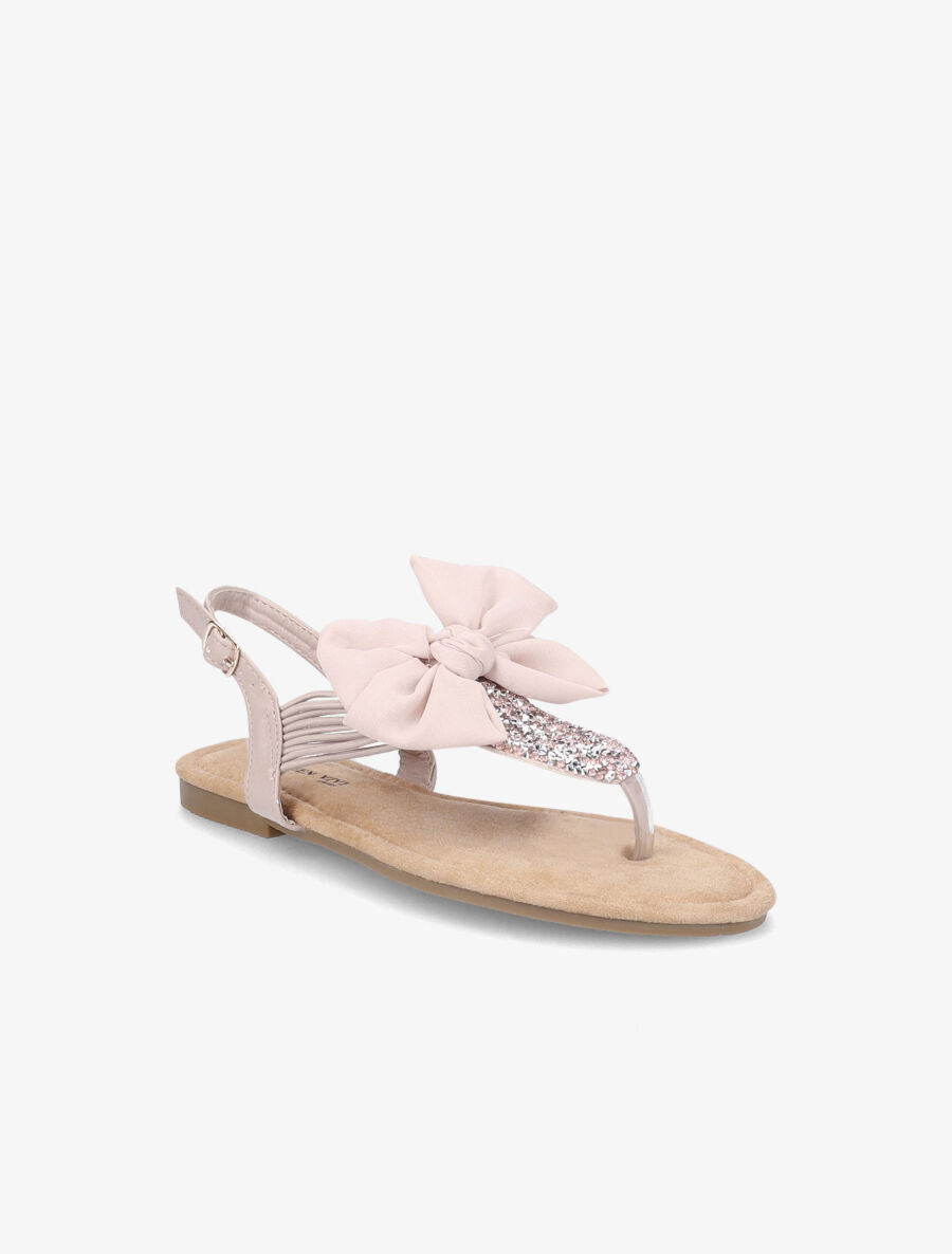 Nu-pieds à noeud et à strass - Rose - 2