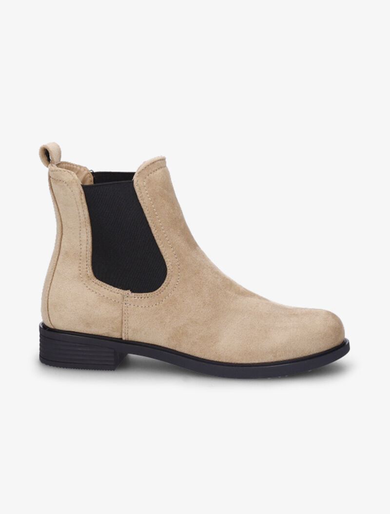 Bottines en suédine à chevilles élastiquées - Beige - 5