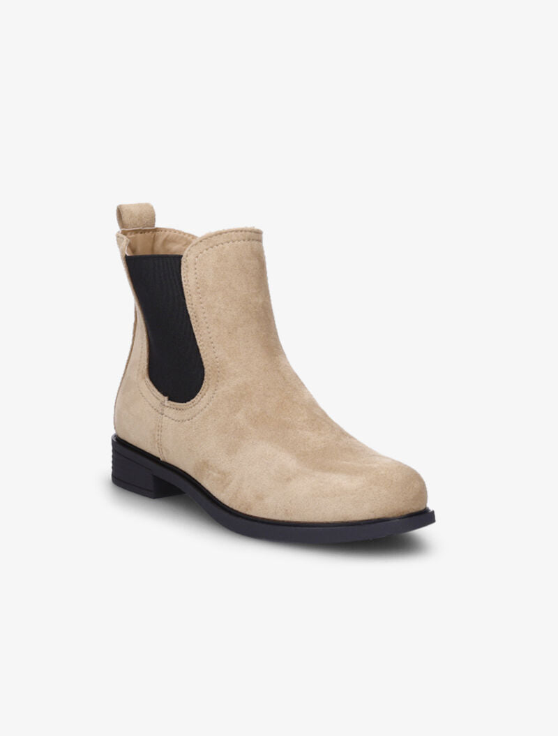 Bottines en suédine à chevilles élastiquées - Beige - 2