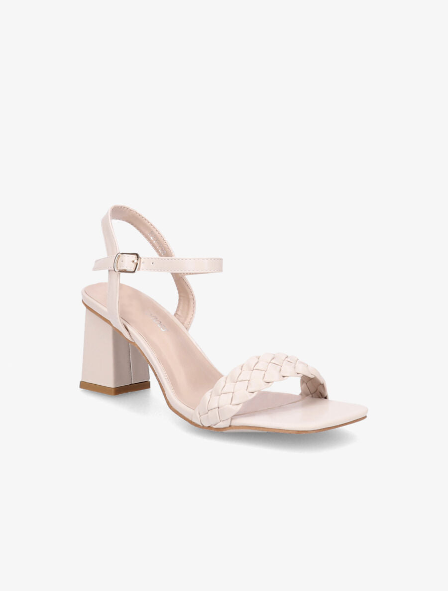 Sandales tressées à bout carré - Beige - 2