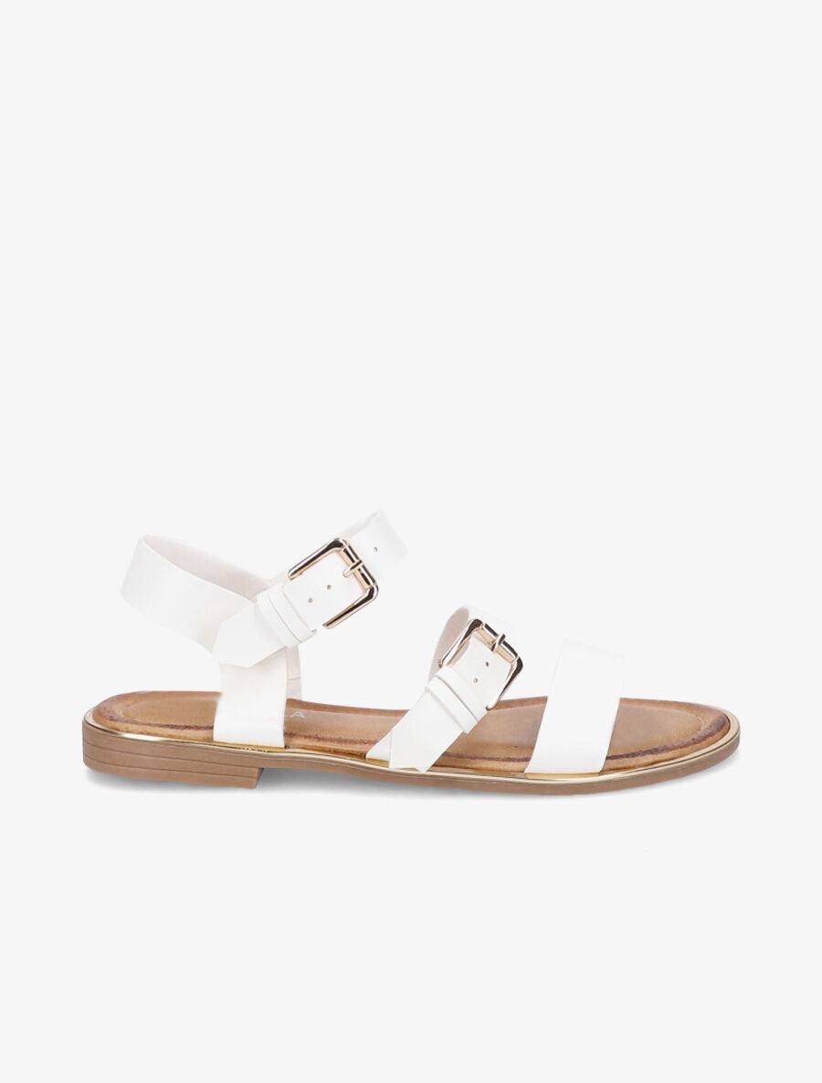 Nu-pieds à double brides en simili - Blanc - 1