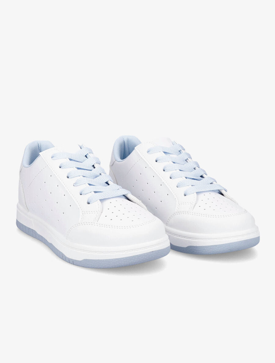 Baskets bicolore en simili - Bleu ciel - 4
