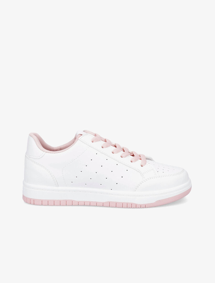 Baskets bicolore en simili - Rose - 5