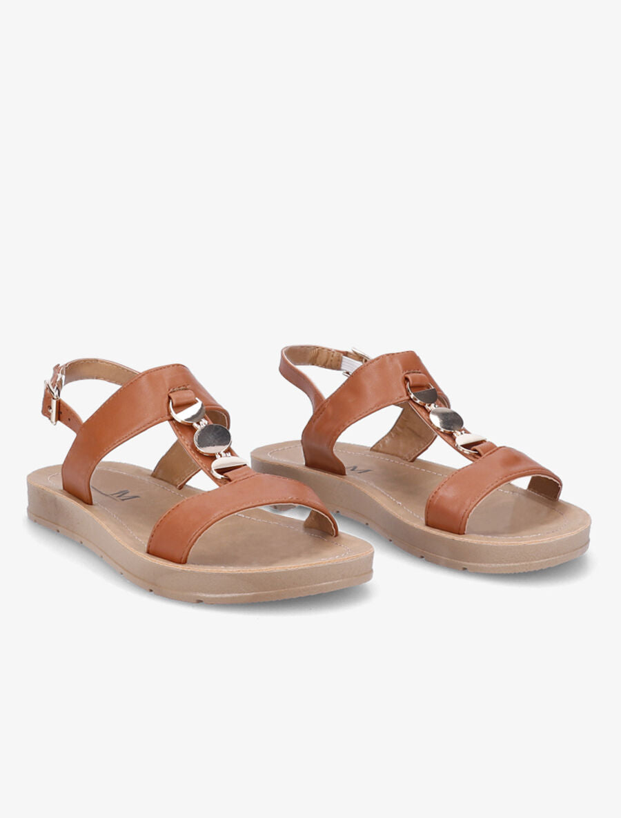 Nu-pieds à bride en T bijou - Camel - 4